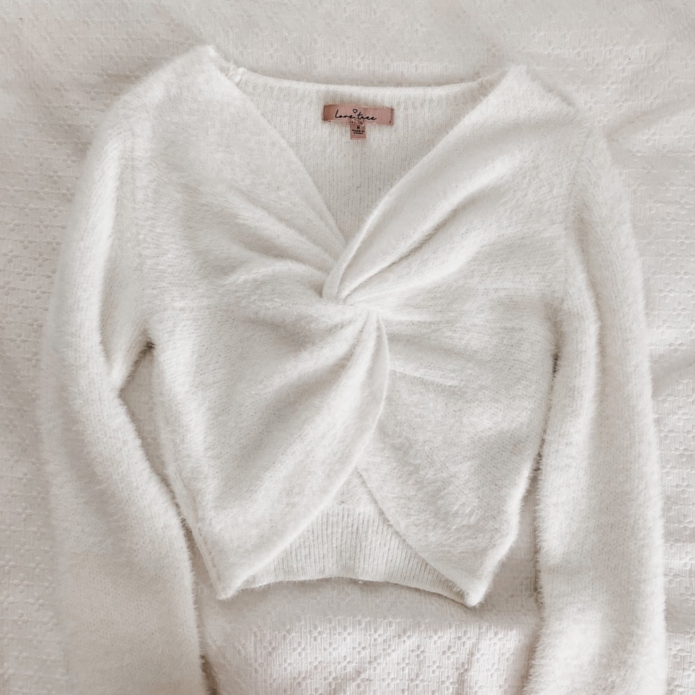 Fuzzy front twist sweater - Picture 1 of 3